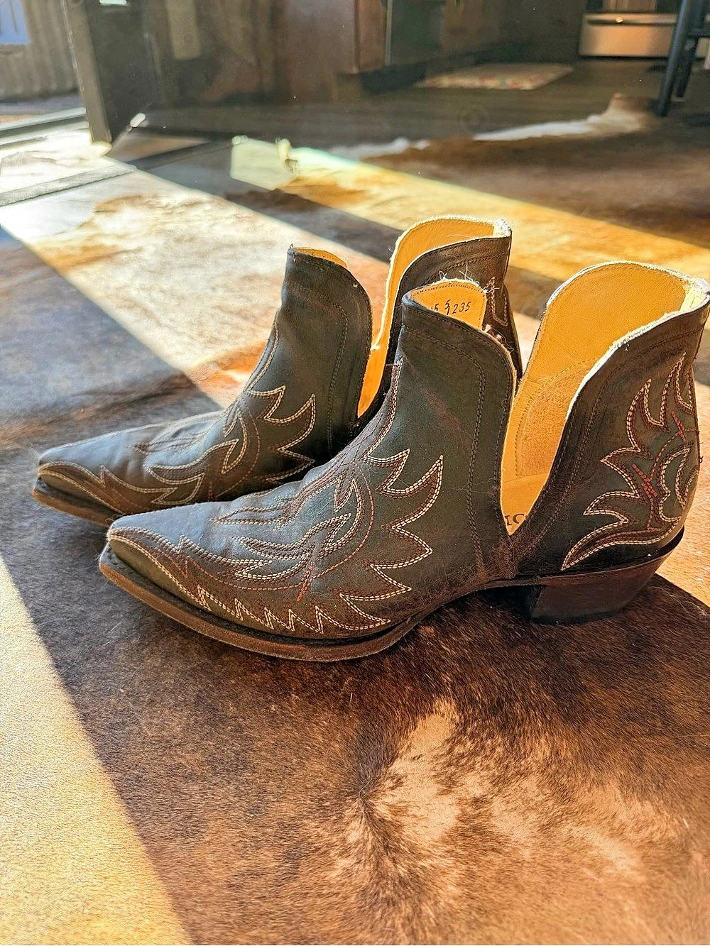 Stetson Western Embroidered Ankle Boots Brown US 10